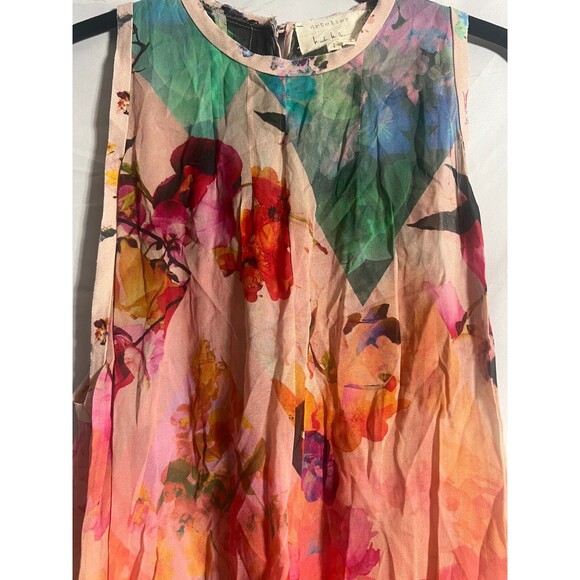 Nicole Miller Artelier BLUSH/MULTI WATERCOLOR Floral Hi-Low Top Sz PS - Picture 10 of 10